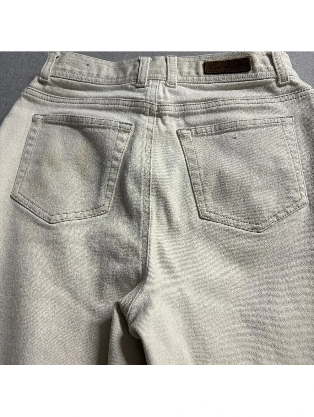 Gloria Vanderbilt Stretch Jeans Womens 10 Petite Beige Denim High Rise Straight